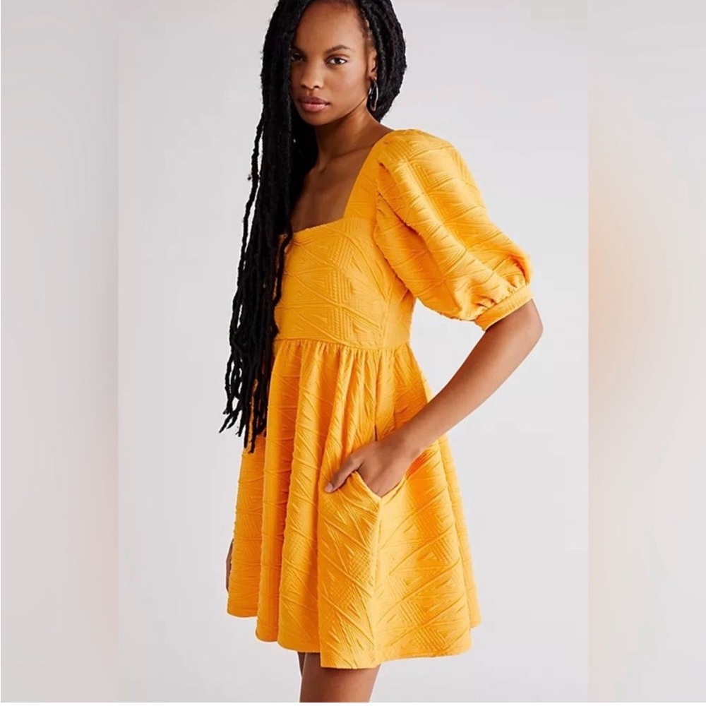 Free People Orange Textured Violet Mini‎ Dress Women's Size Medium